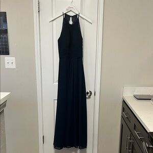 Elegant Dark Navy Halter Maxi Dress